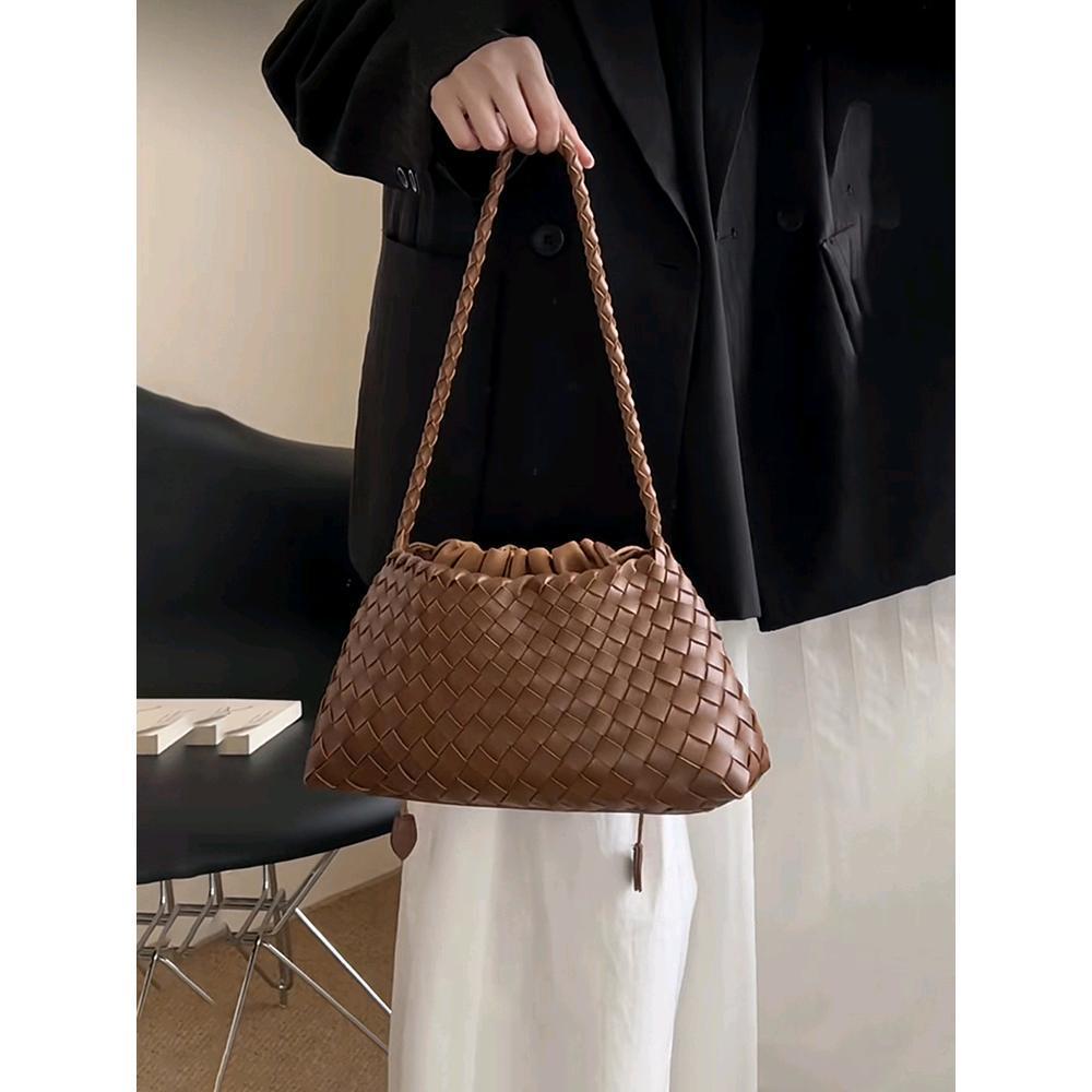 Sac à bandoulière en cuir véritable tressé