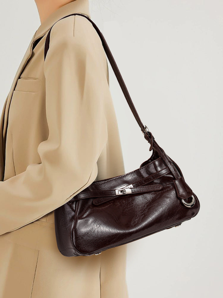 Lock Commuting Crossbody Single Shoulder Underarm Bag