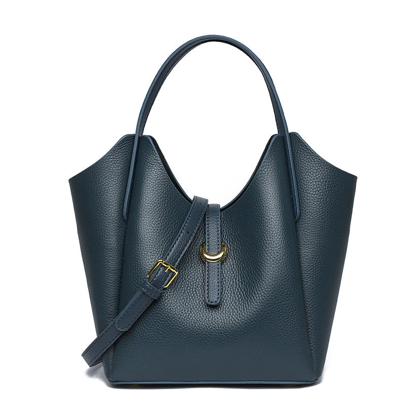 Genuine Leather Bucket Handbag