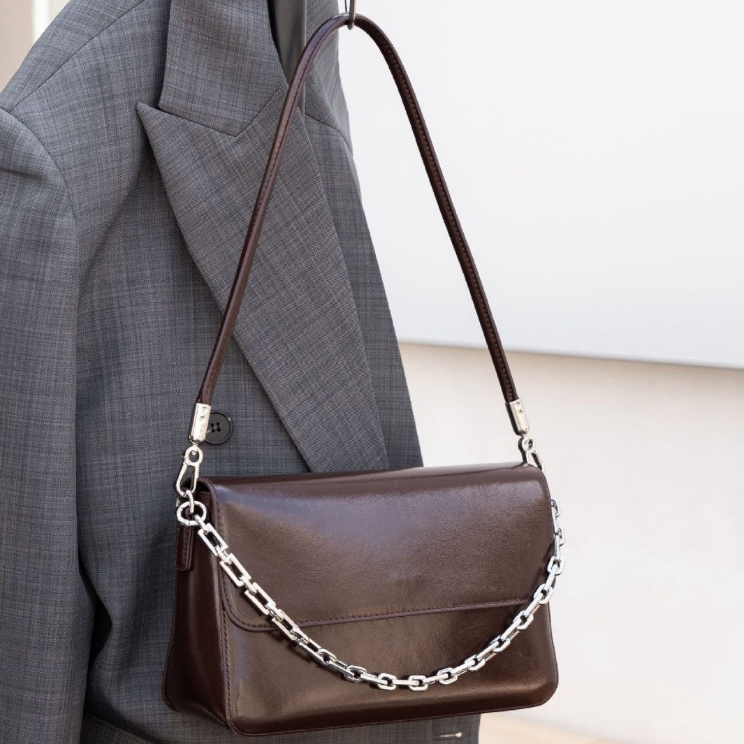 First Layer Oil Wax Leather shoulder Bag