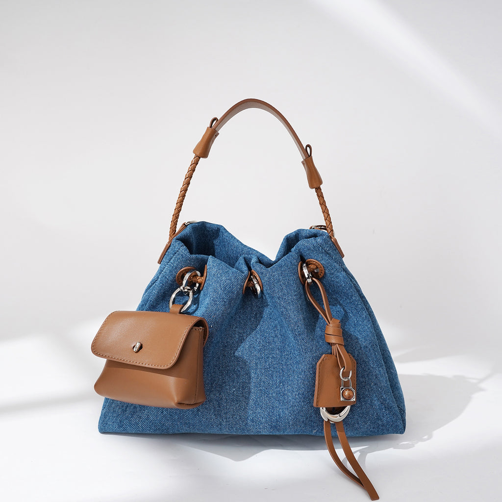 Denim Series Leather Handbag