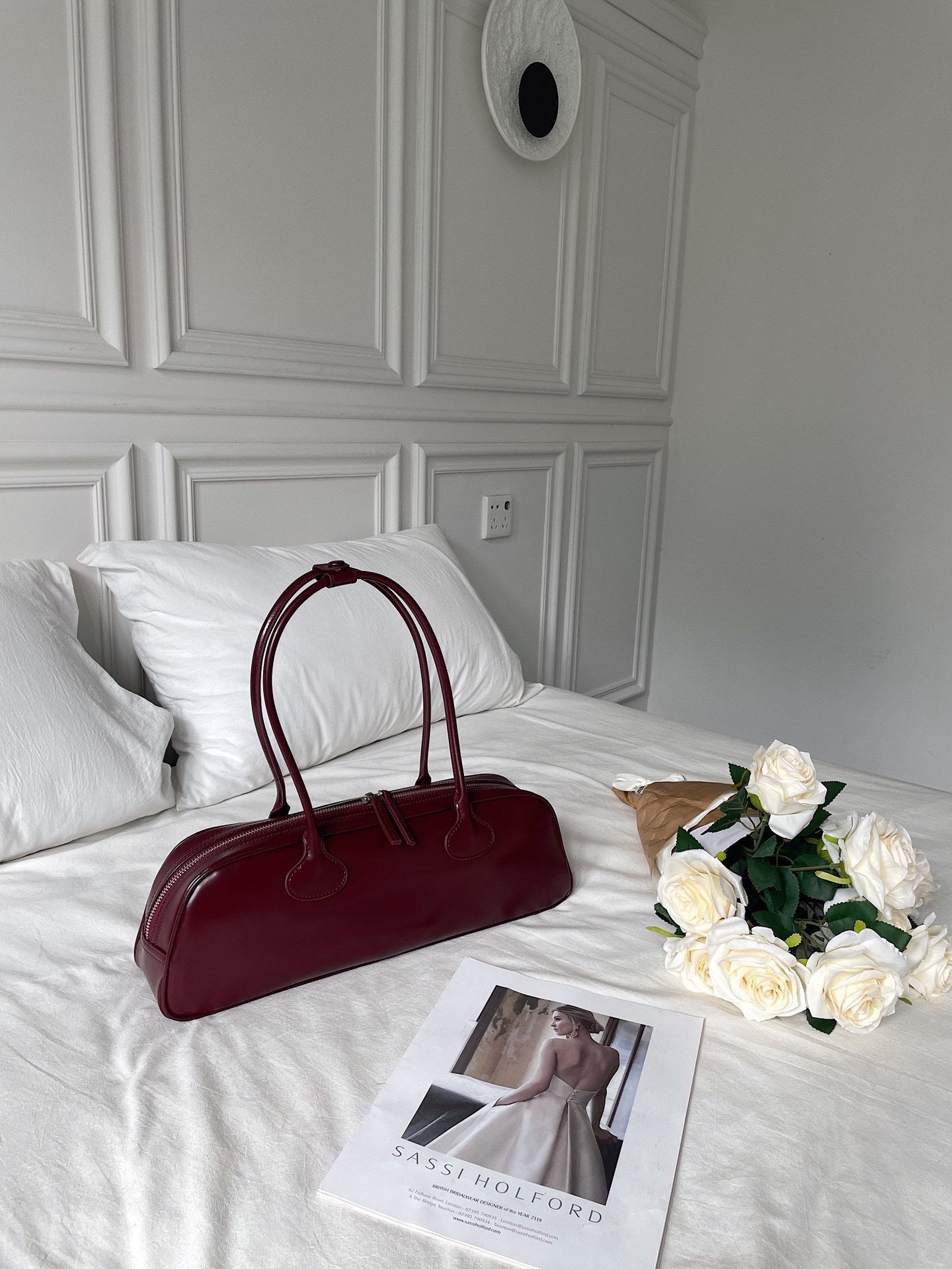 Sac bandoulière baguette en cuir style coréen pour femme