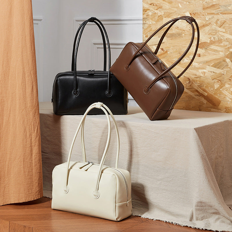 Sac bandoulière Boston en cuir véritable