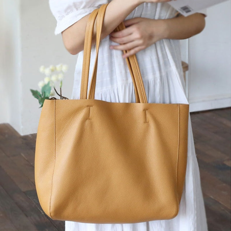 Sac fourre-tout en cuir Bahija simple – Élégance classique et intemporelle
