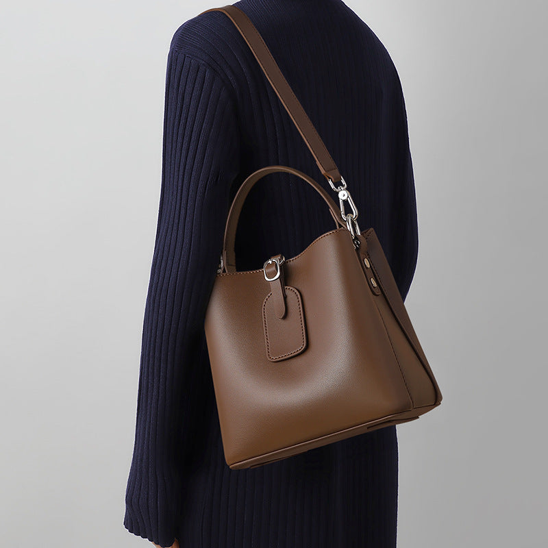 Large Leather Bucket handle Crossbody