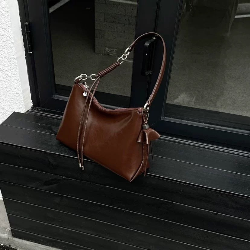Premium Top-Grain Leather Horizontal Shoulder Bag