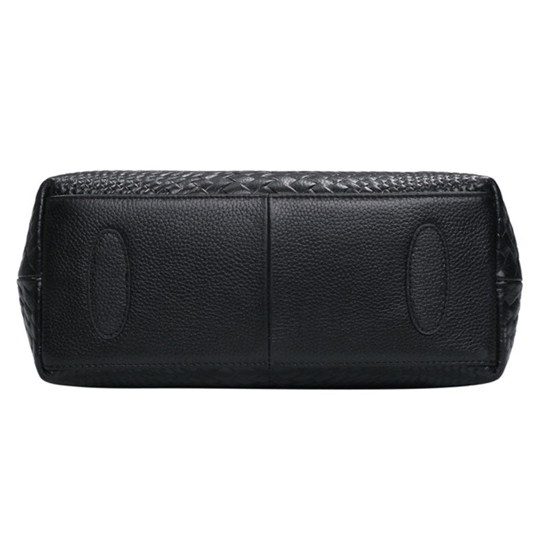 Sac à bandoulière en cuir véritable texturé de grande capacité