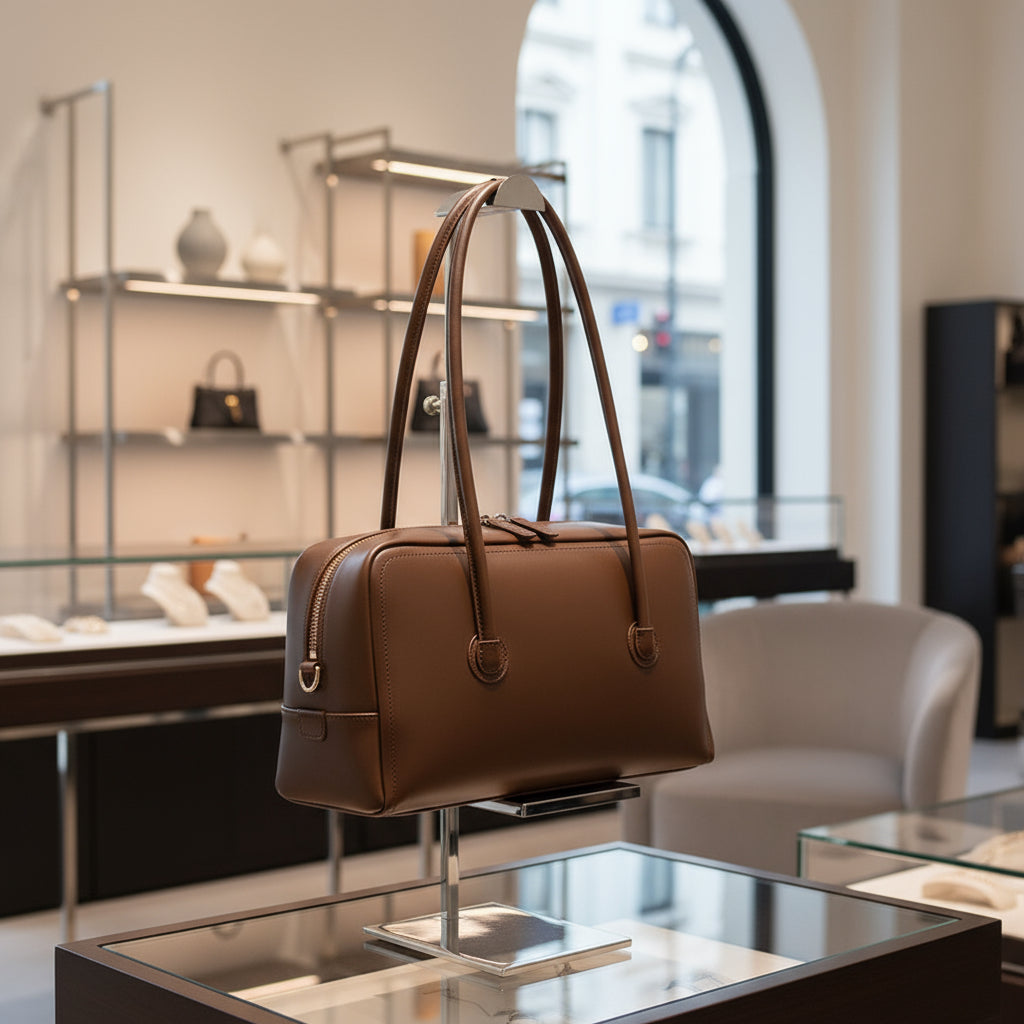 Sac bandoulière Boston en cuir véritable