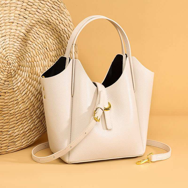 Genuine Leather Bucket Handbag