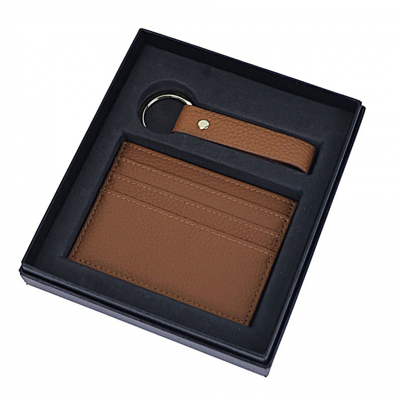 Genuine Leather - Creative Leather Keychain Certificate Card Holder