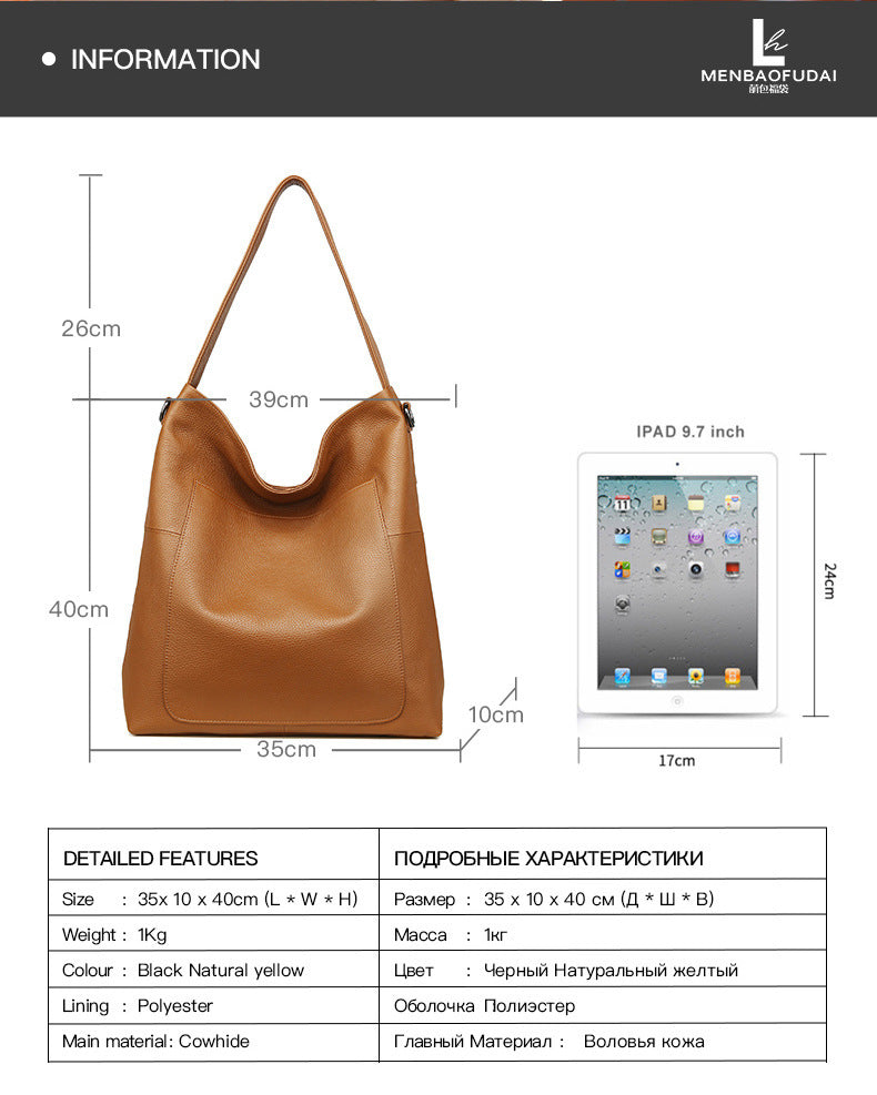 Delicate Feel, Large Capacity, First Layer Cowhide Korean Style