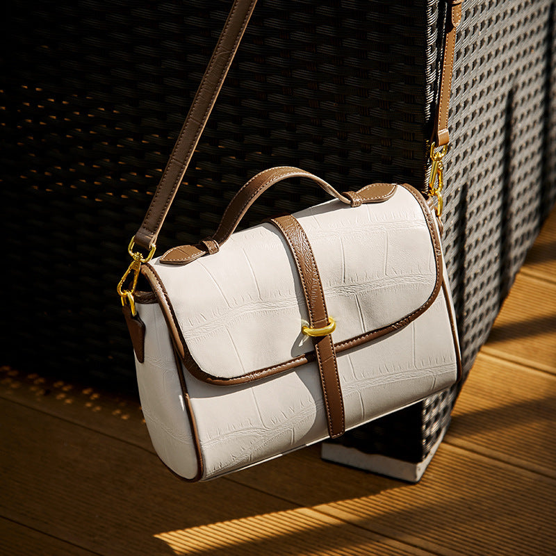 Fashion Genuine Leather Portable Messenger Bag Crossbody