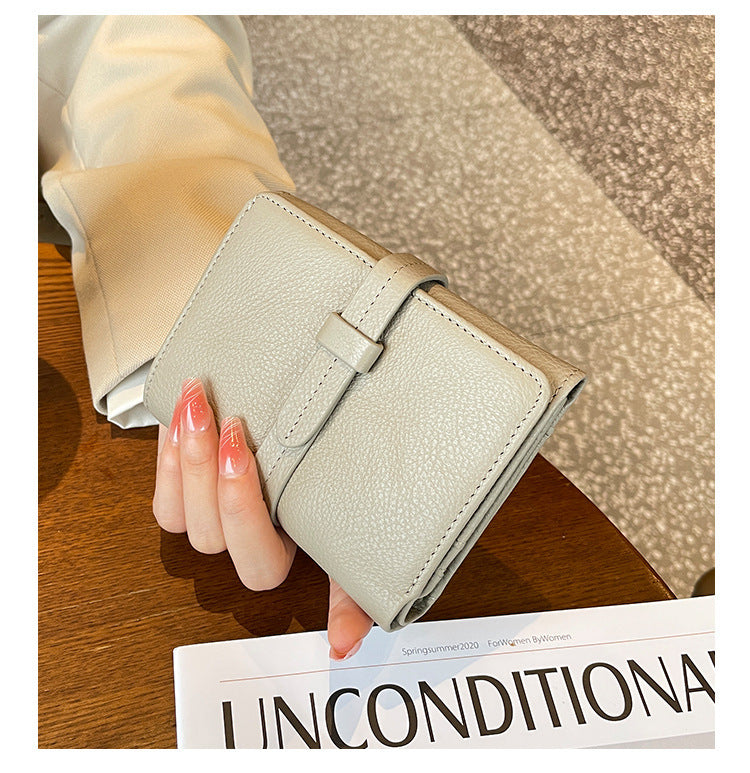 Portefeuille court en cuir de vachette pour femme