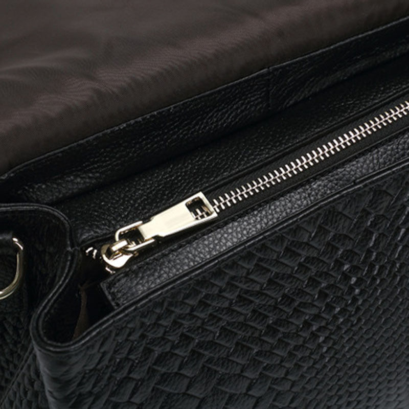 Sac à bandoulière en cuir véritable texturé de grande capacité