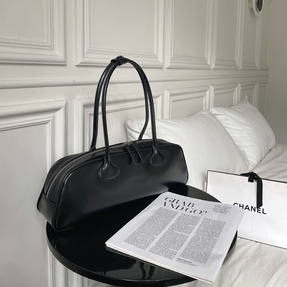 Sac bandoulière baguette en cuir style coréen pour femme