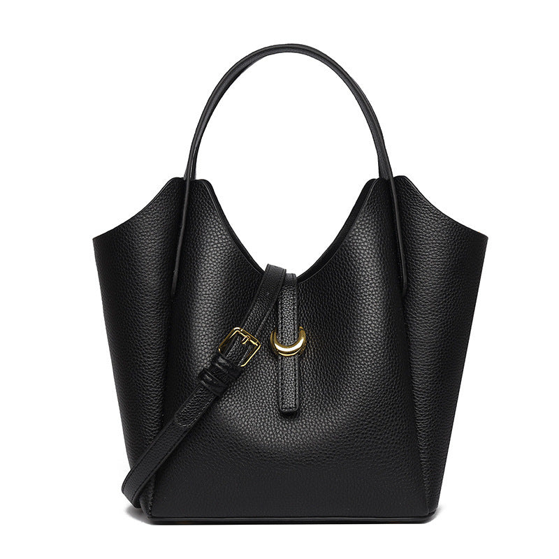 Genuine Leather Bucket Handbag
