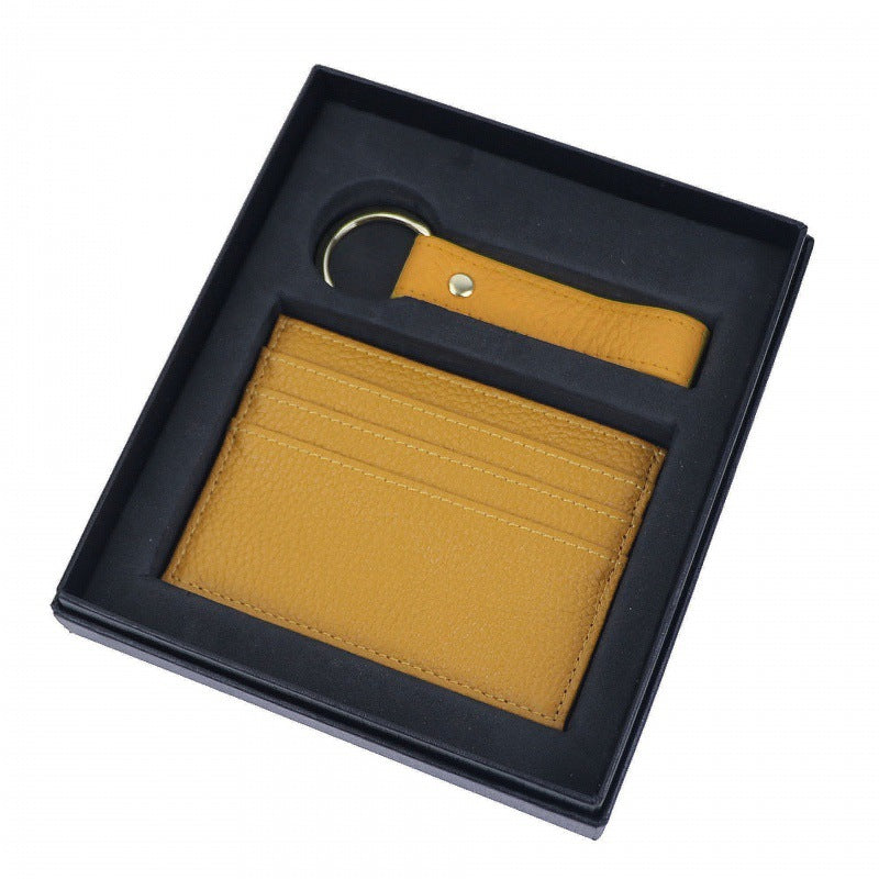 Genuine Leather - Creative Leather Keychain Certificate Card Holder