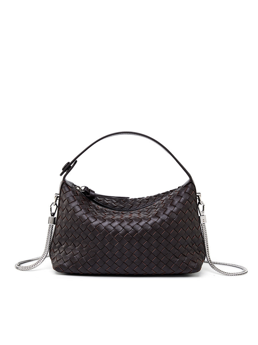 Authentic Leather Woven Handbag – Minimalist & Chic