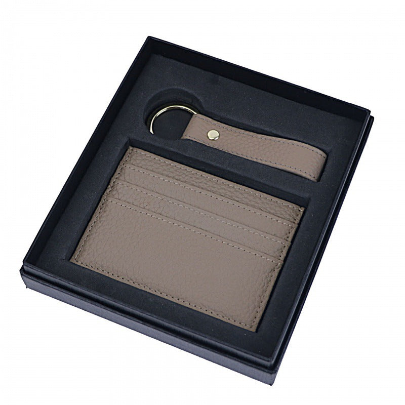 Genuine Leather - Creative Leather Keychain Certificate Card Holder