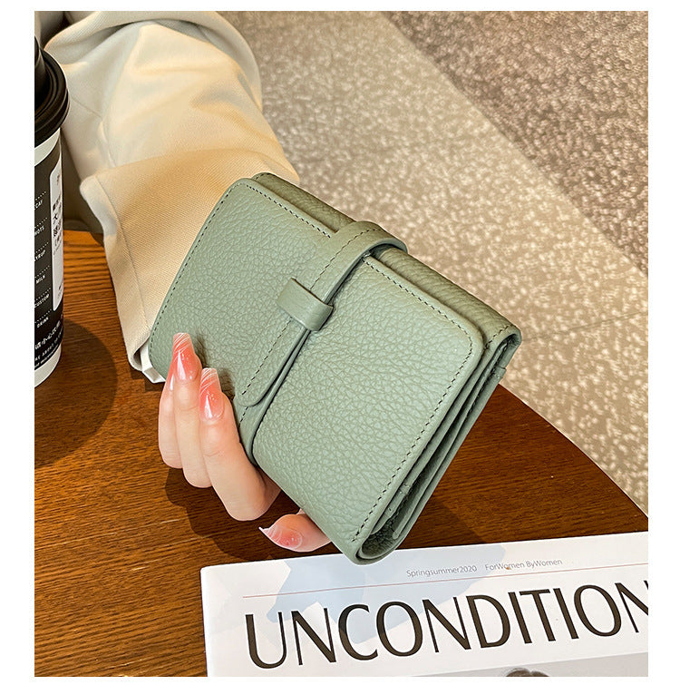 Portefeuille court en cuir de vachette pour femme