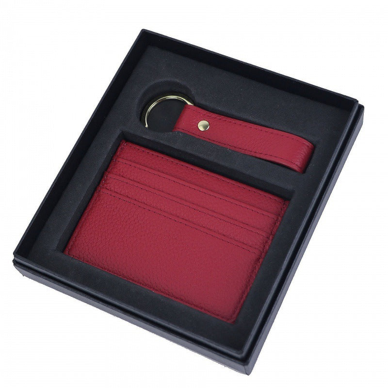 Genuine Leather - Creative Leather Keychain Certificate Card Holder