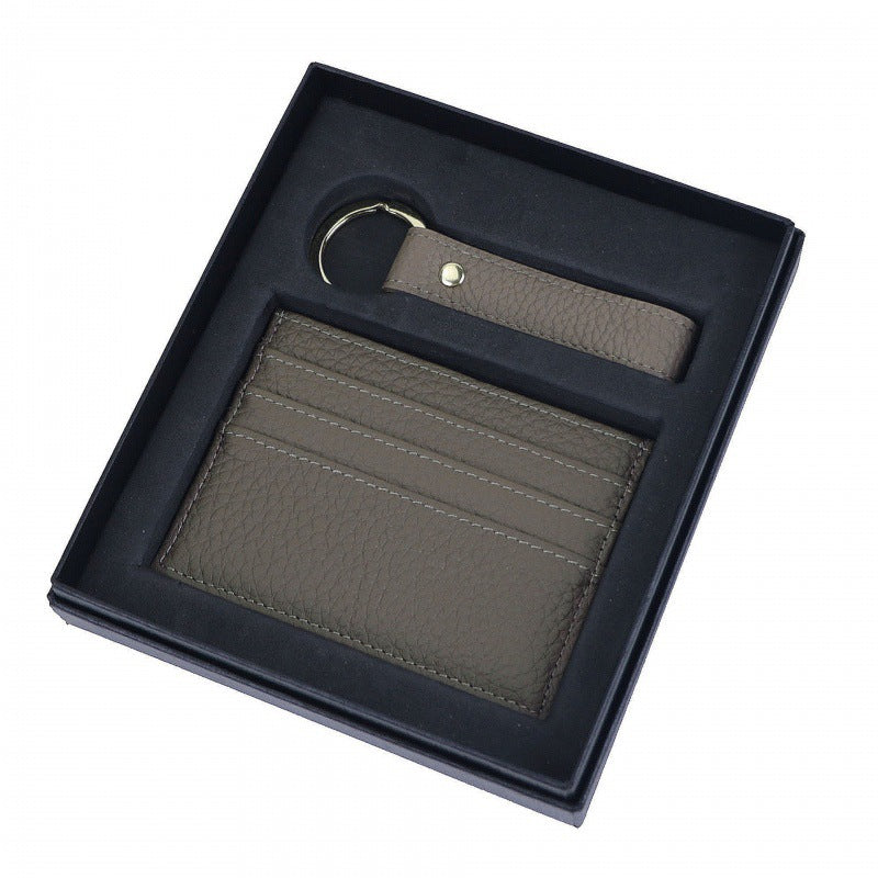 Genuine Leather - Creative Leather Keychain Certificate Card Holder