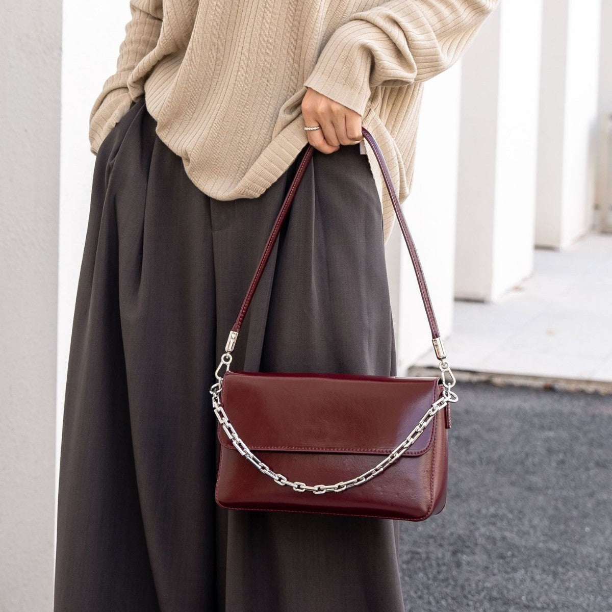 First Layer Oil Wax Leather shoulder Bag