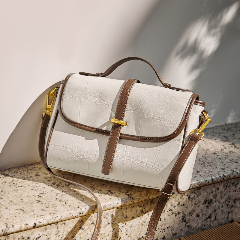 Fashion Genuine Leather Portable Messenger Bag Crossbody