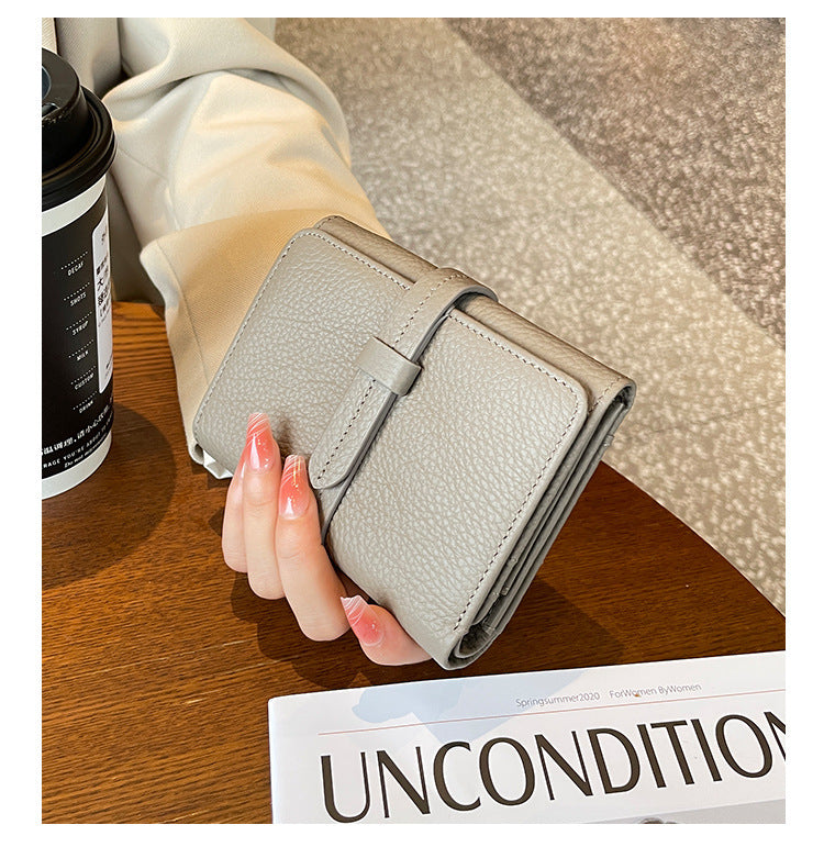 Portefeuille court en cuir de vachette pour femme