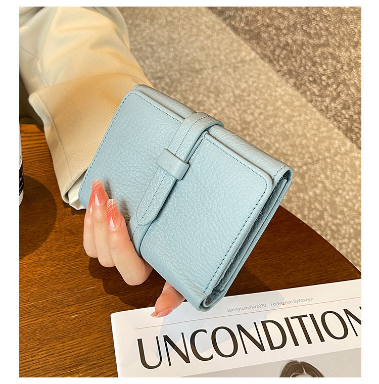 Portefeuille court en cuir de vachette pour femme