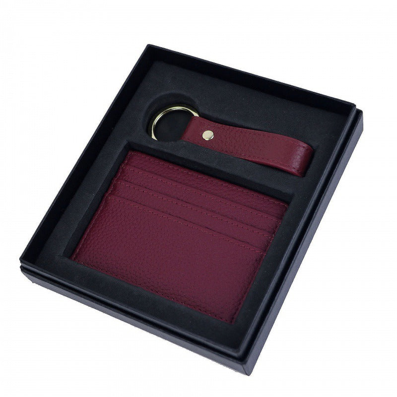 Genuine Leather - Creative Leather Keychain Certificate Card Holder