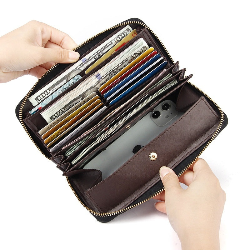 Portefeuille long en cuir de haute qualité pour femme