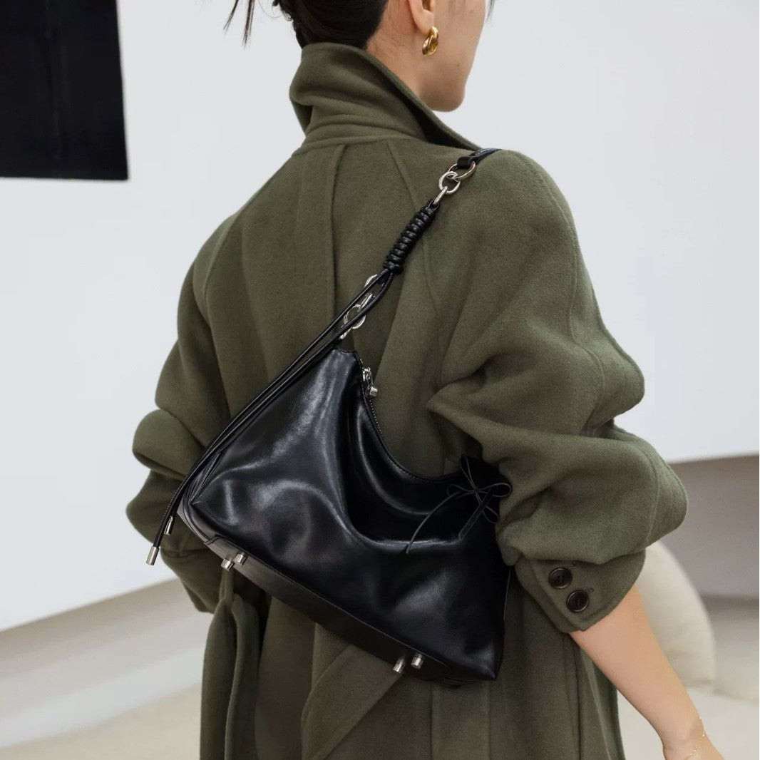 Premium Top-Grain Leather Horizontal Shoulder Bag